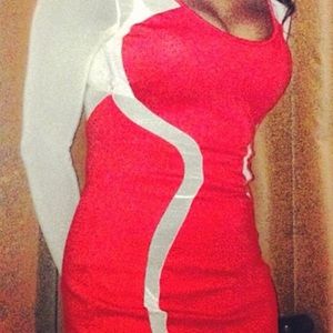 Sexy Orange Mesh back dress